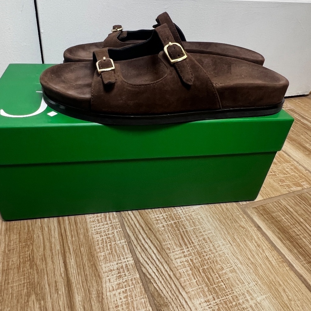 J. Crew New Colbie buckle sandals in suede brown size 8 - Picture 7 of 11